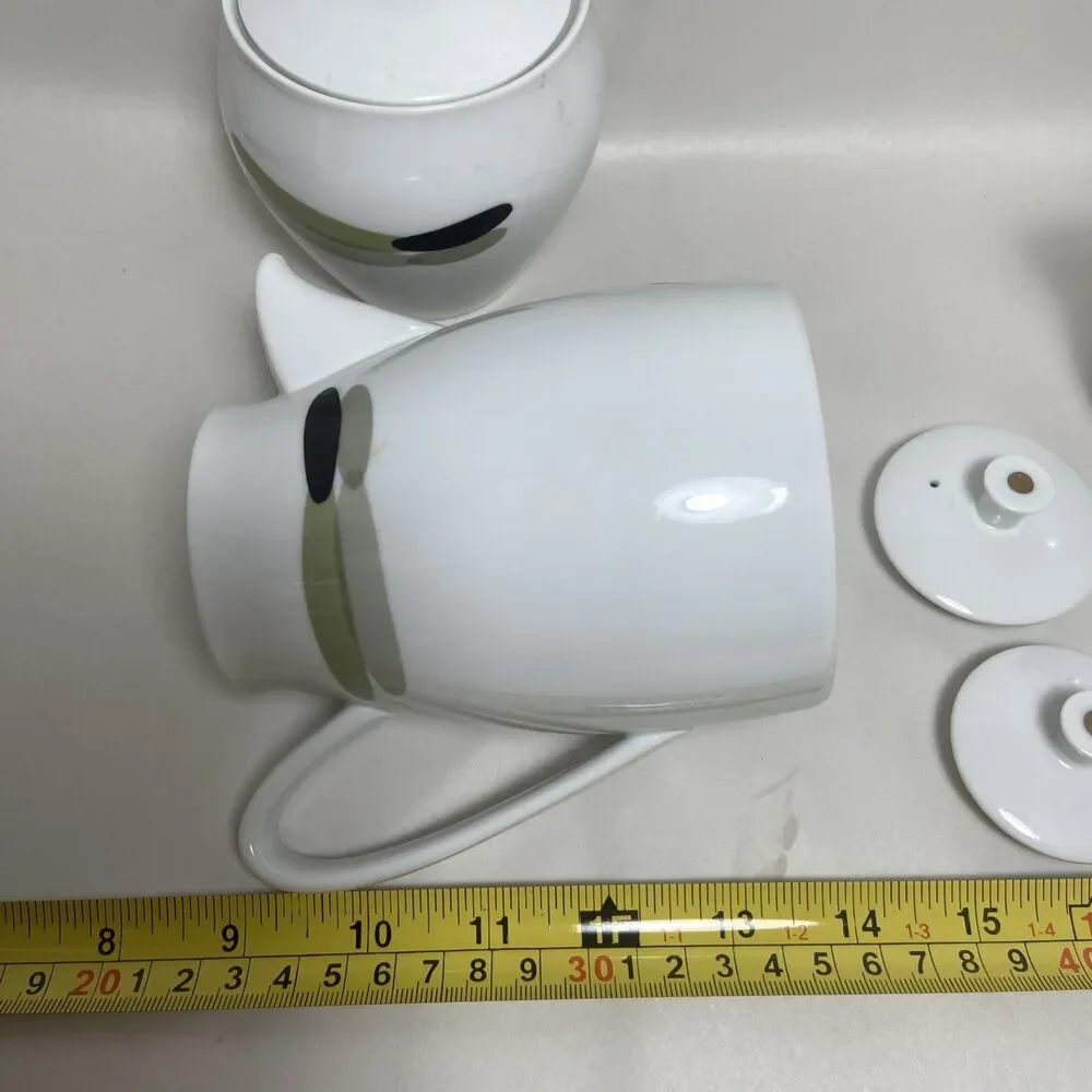 Noritake Green Island Saki Or Tea Pot with Creamer and Sugar Lot of 6  Japan